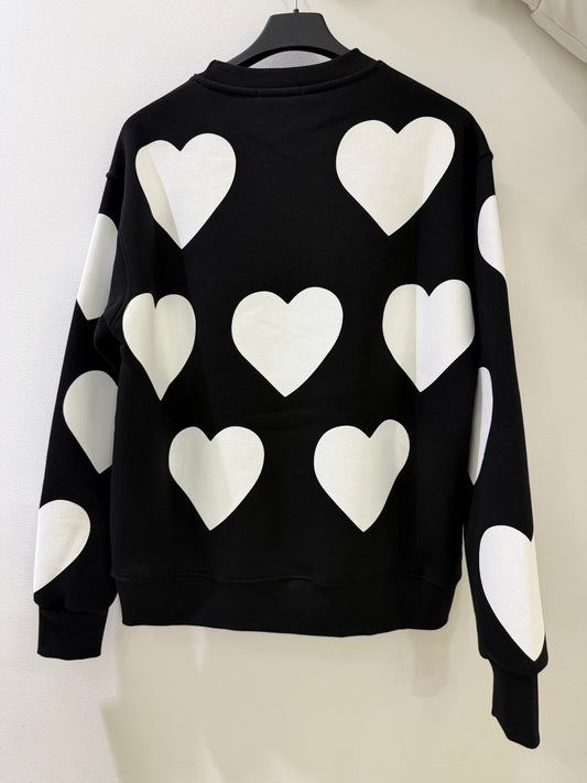 Felpa Nera Cuoricini Superculture - Malerba Showroom