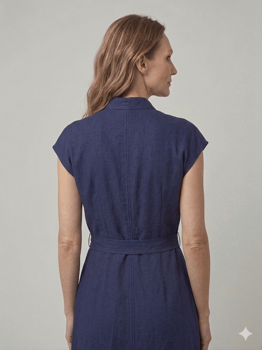Abito Emme Marella blu con cintura - Malerba Showroom