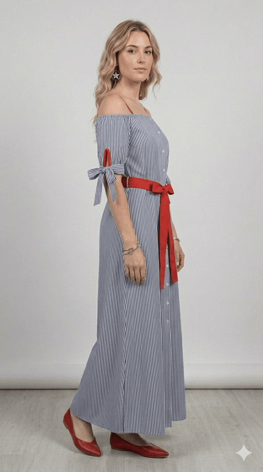 Abito Gaimattiolo a righe con fusciacca - Malerba Showroom