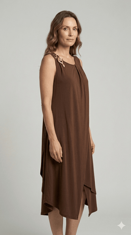 Abito Operà jersey fluid color rum - Malerba Showroom