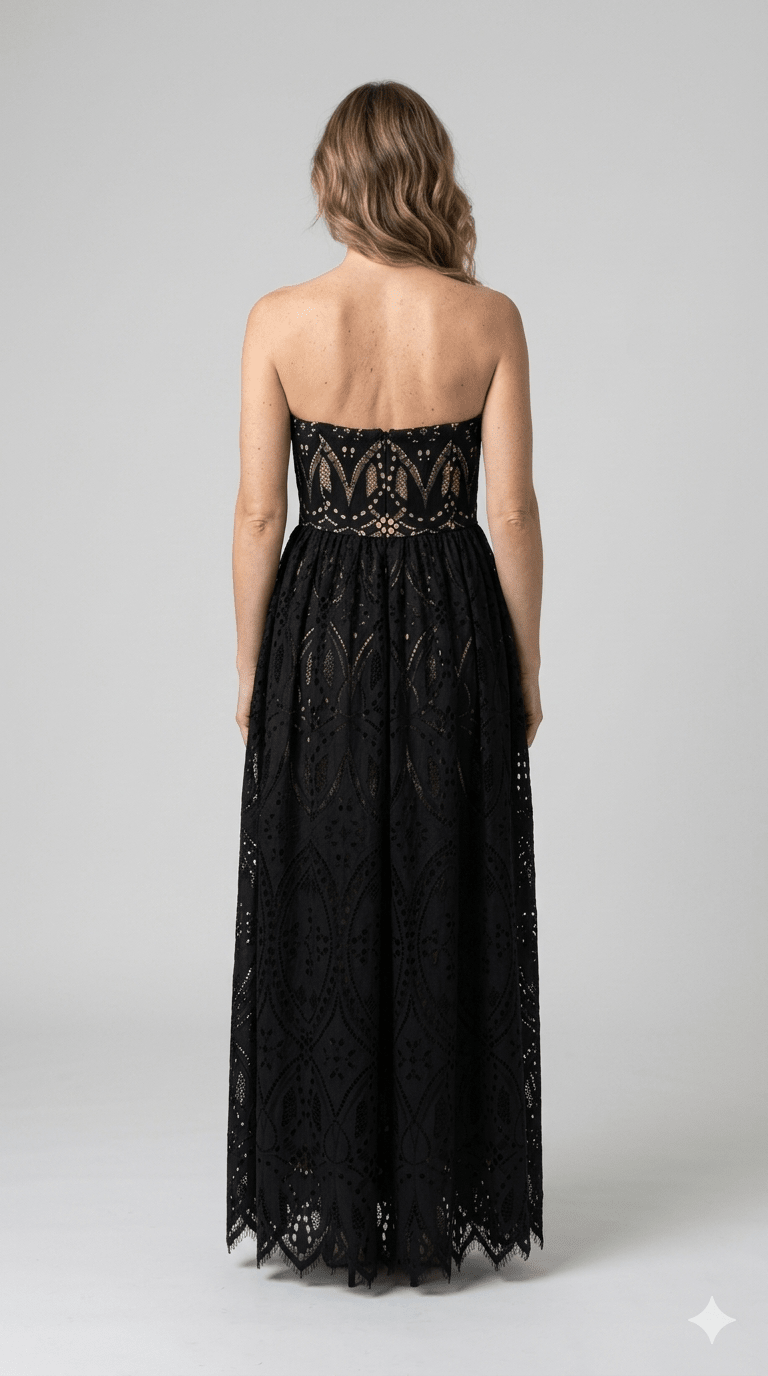 Abito Silence longuette in pizzo nero - Malerba Showroom