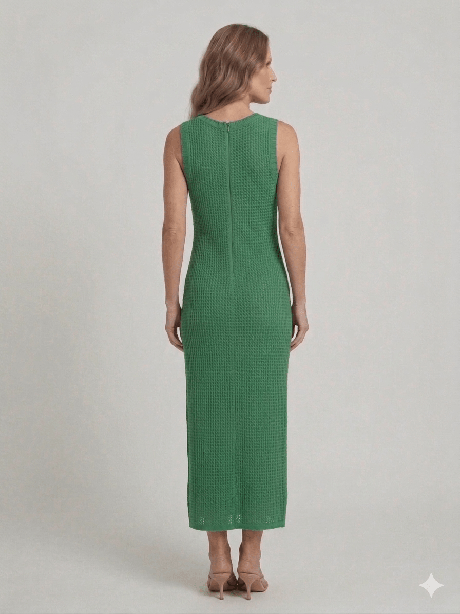 Abito Zoe verde con fiori applicati - Malerba Showroom