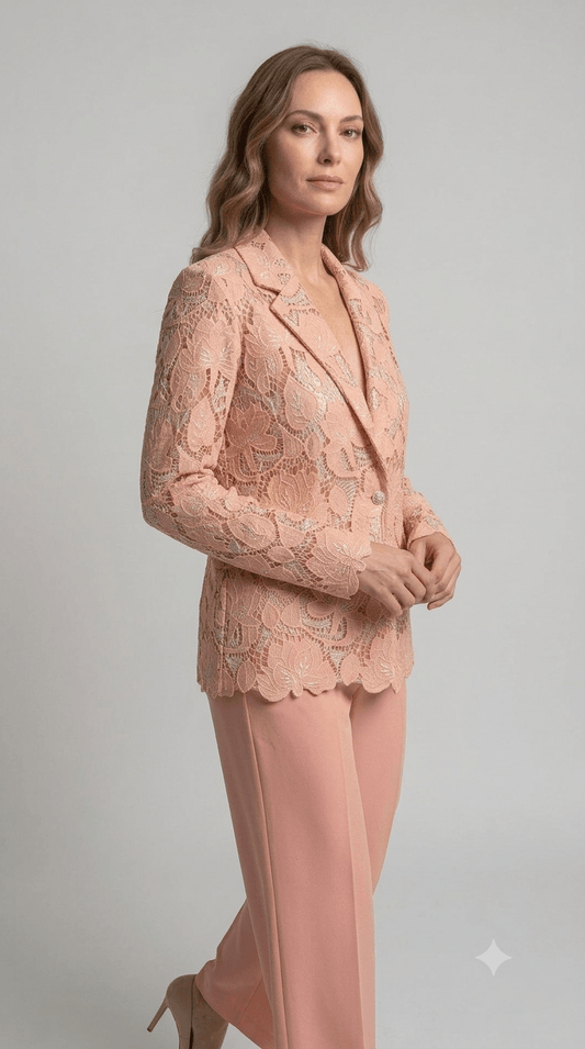 Blazer Silence in pizzo macramè rosa - Malerba Showroom