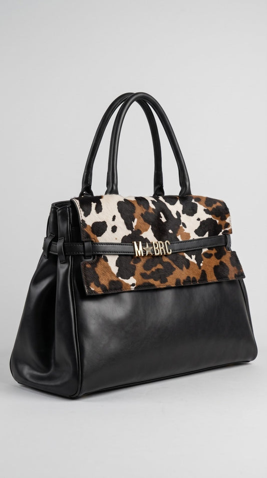 Borsa MBRC in pelle con pattina in cavallino stampato lin. maxim - Malerba Showroom