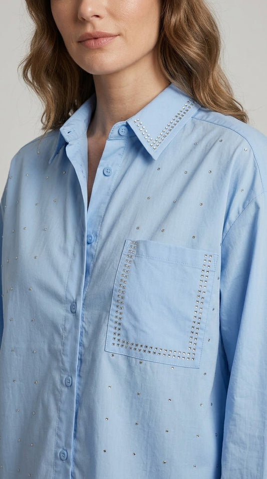 Camicia over Two Way in cotone con strass 2 var. colore - Malerba Showroom