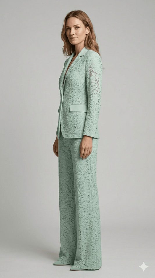 Completo in pizzo Giulia Valli verde menta - Malerba Showroom