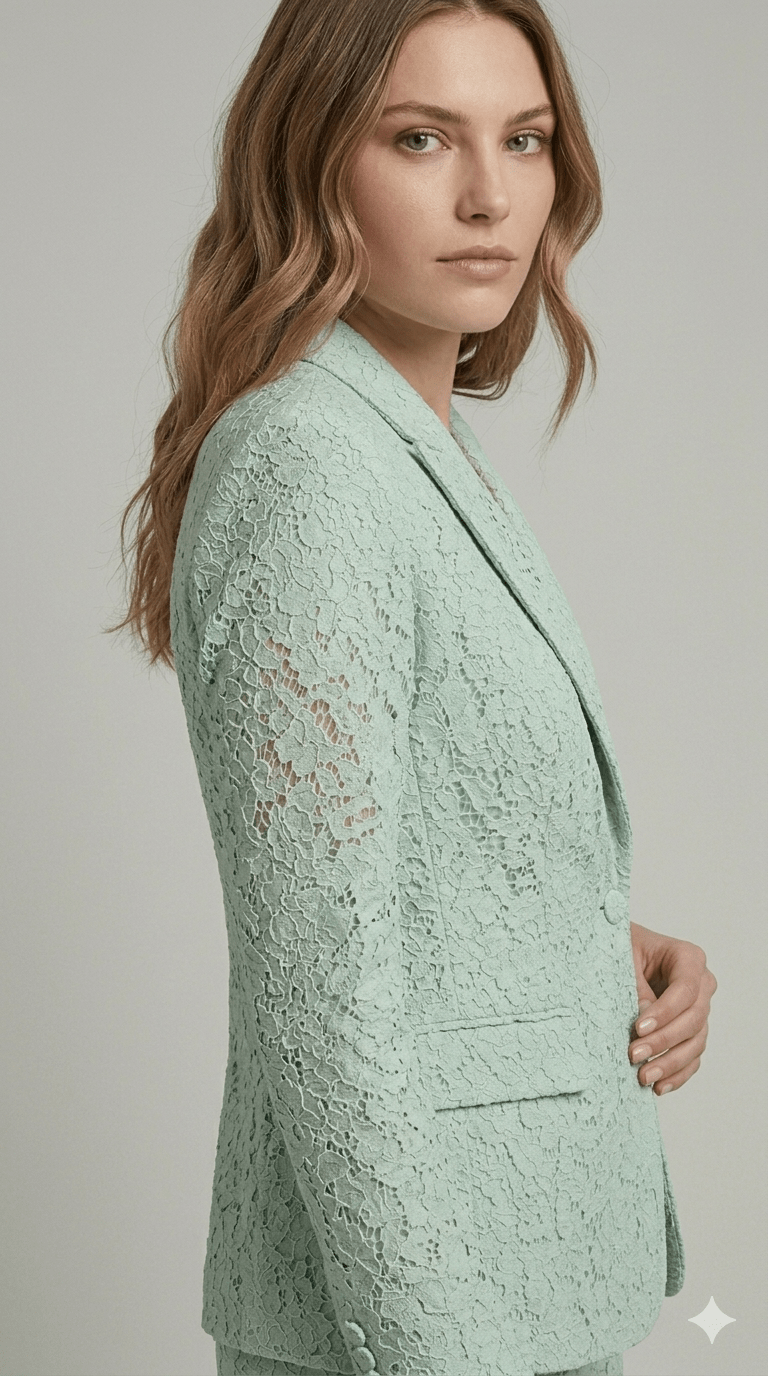 Completo in pizzo Giulia Valli verde menta - Malerba Showroom