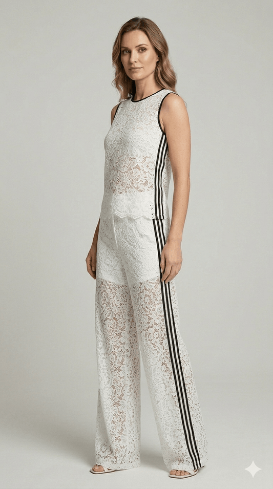 Completo Susy Mix in pizzo con bande laterali - Malerba Showroom