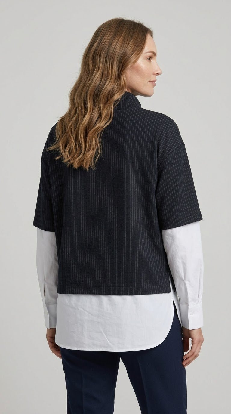Felpa gessata Operà con finta camicia - Malerba Showroom
