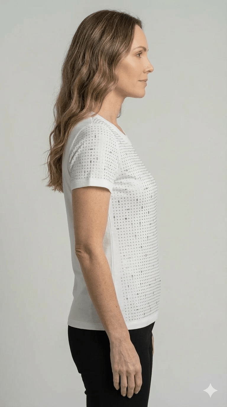 Maglietta Zoe Bianca con Brillantini - Malerba Showroom