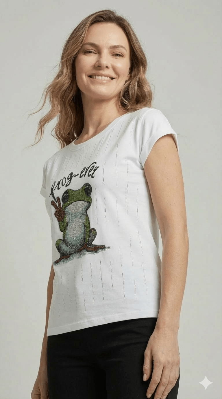 Maglietta Zoe Bianca Fantasia Rana - Malerba Showroom