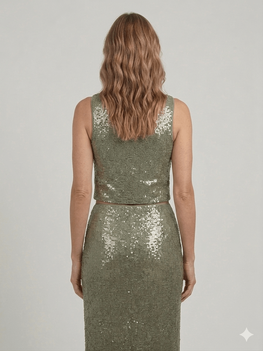 Top Pennyblack verde con paillettes - Malerba Showroom