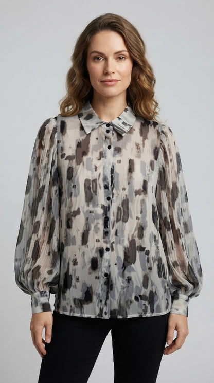Camicia Two Way manica ampia fantasia astratta