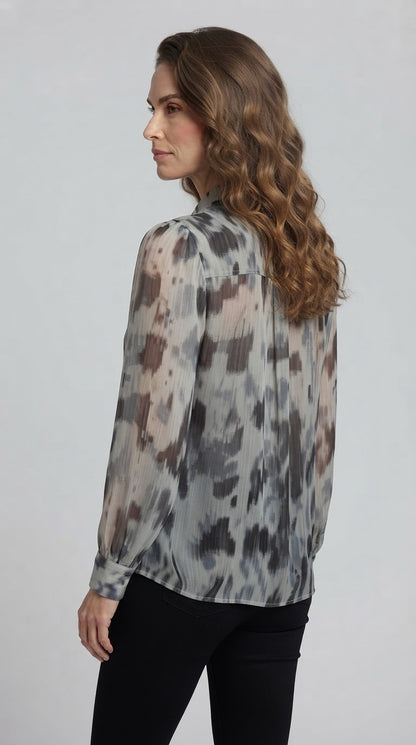 Camicia Two Way manica ampia fantasia astratta