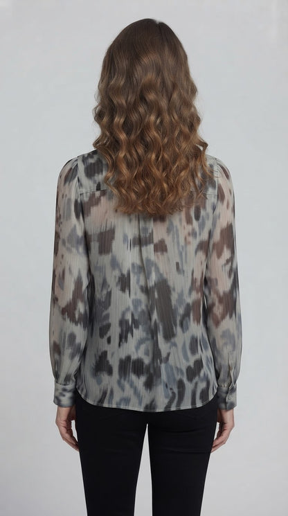 Camicia Two Way manica ampia fantasia astratta