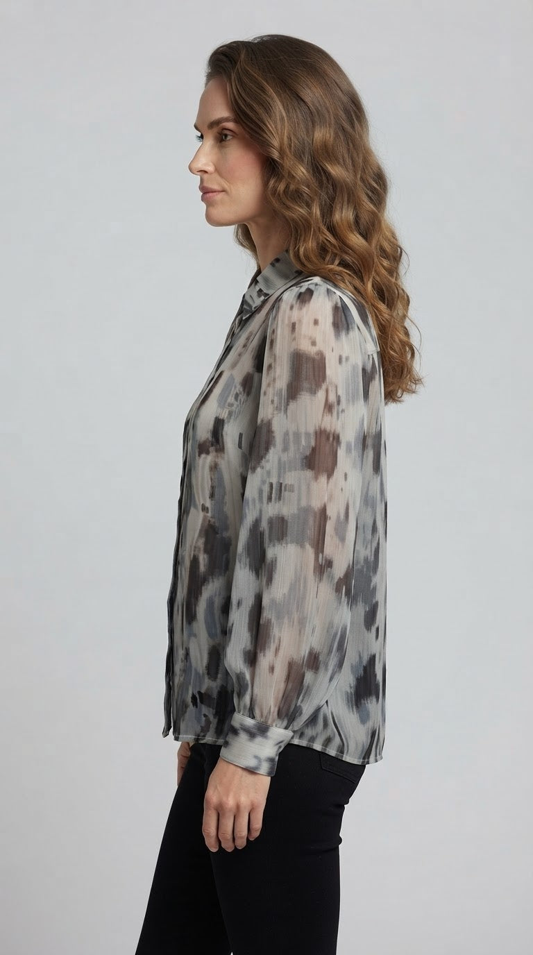 Camicia Two Way manica ampia fantasia astratta