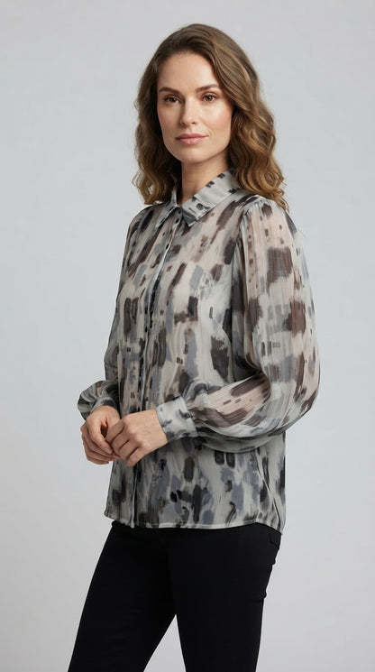 Camicia Two Way manica ampia fantasia astratta