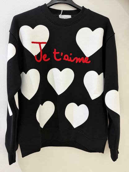 Felpa Nera Cuoricini Superculture - Malerba Showroom