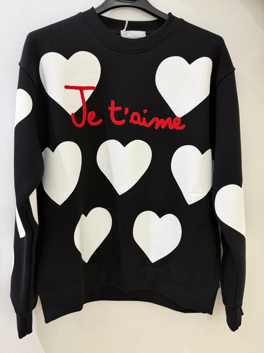 Felpa Nera Cuoricini Superculture - Malerba Showroom