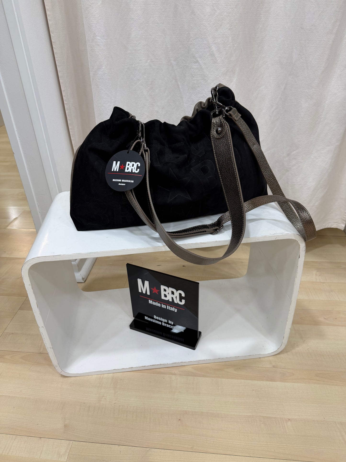 Borsa In Pelle Nero/Fango Massimo Braccialini