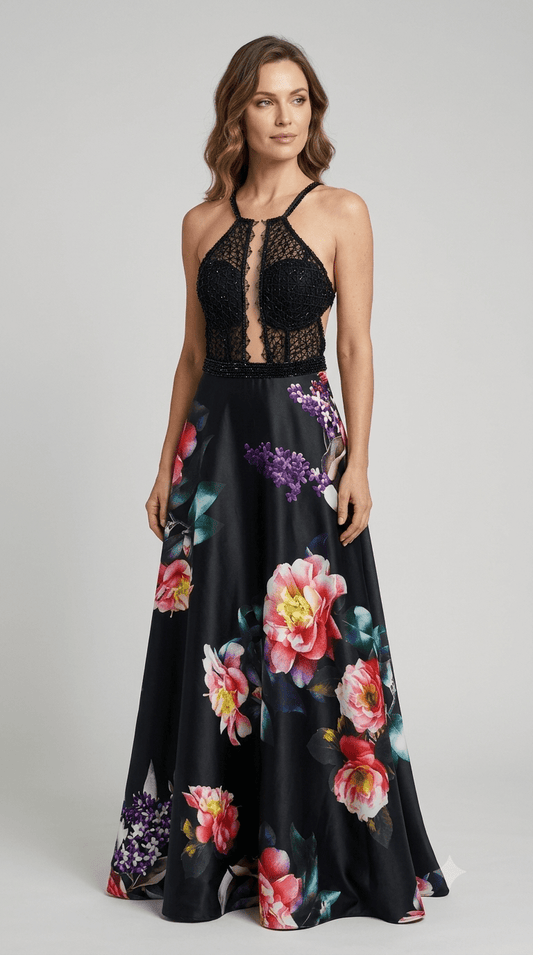 Abito Bon Ton da cerimonia +stola fantasia floreale - Malerba Showroom
