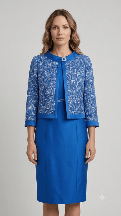 Abito corto con giacca BonTon misto seta blu royal - Malerba Showroom