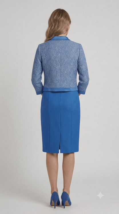 Abito corto con giacca BonTon misto seta blu royal - Malerba Showroom