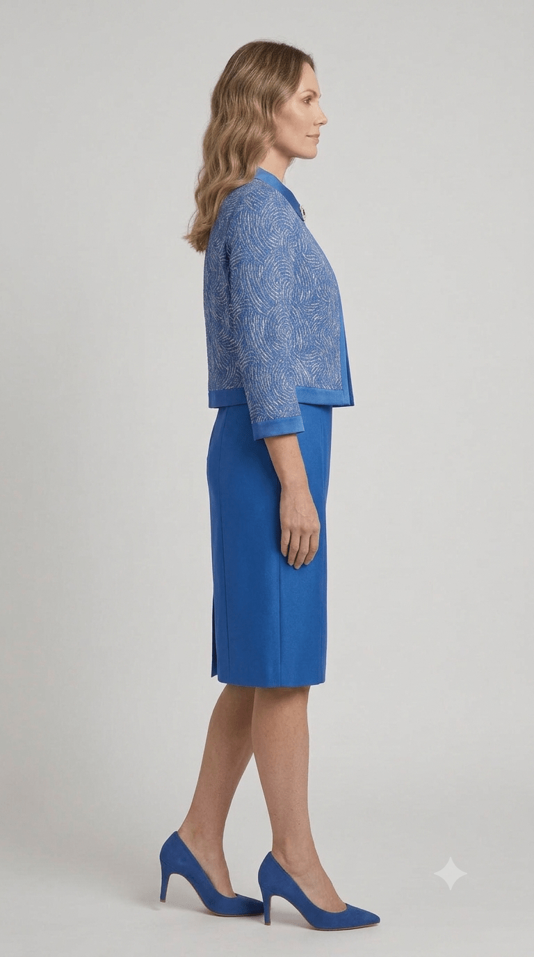 Abito corto con giacca BonTon misto seta blu royal - Malerba Showroom