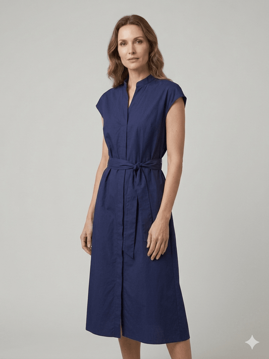 Abito Emme Marella blu con cintura - Malerba Showroom