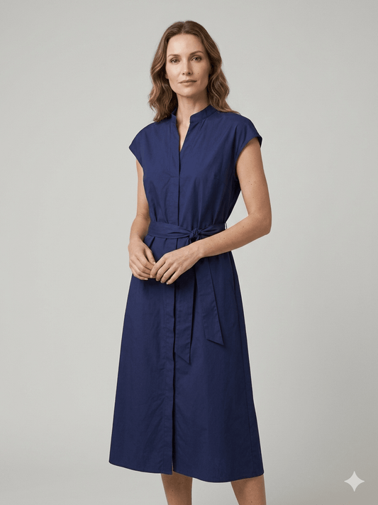 Abito Emme Marella blu con cintura - Malerba Showroom