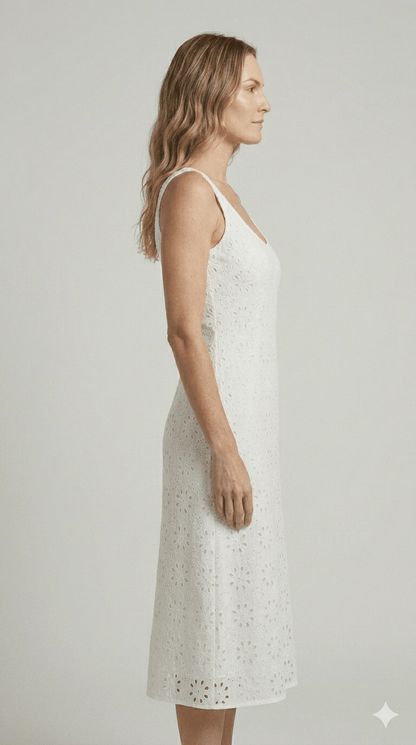 Abito Emme Marella in pizzo sangallo bianco - Malerba Showroom