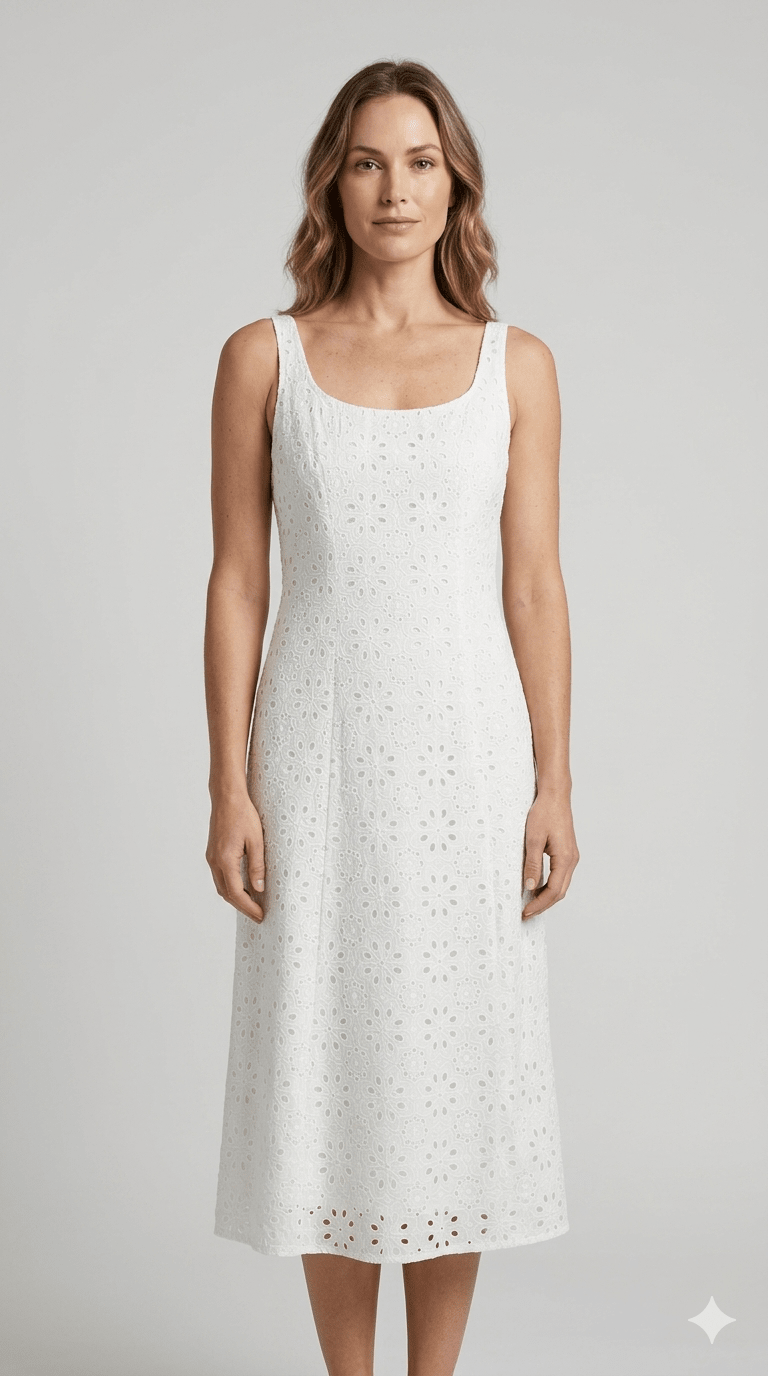 Abito Emme Marella in pizzo sangallo bianco - Malerba Showroom