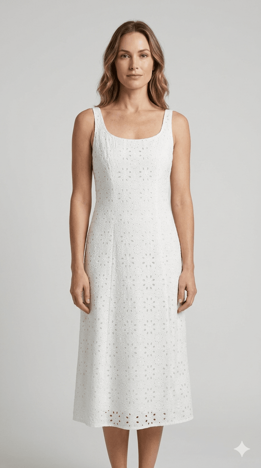 Abito Emme Marella in pizzo sangallo bianco - Malerba Showroom