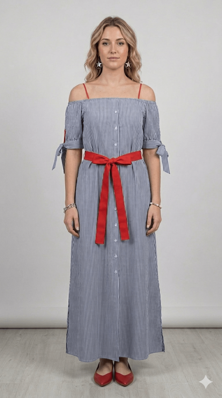 Abito Gaimattiolo a righe con fusciacca - Malerba Showroom