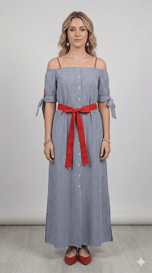 Abito Gaimattiolo a righe con fusciacca - Malerba Showroom