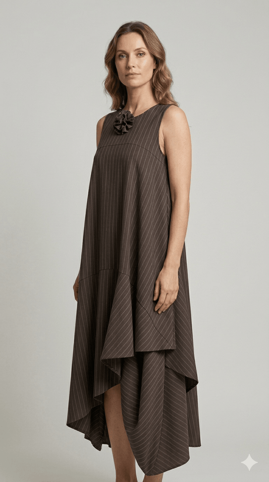 Abito gessato Operà tencel moro - Malerba Showroom