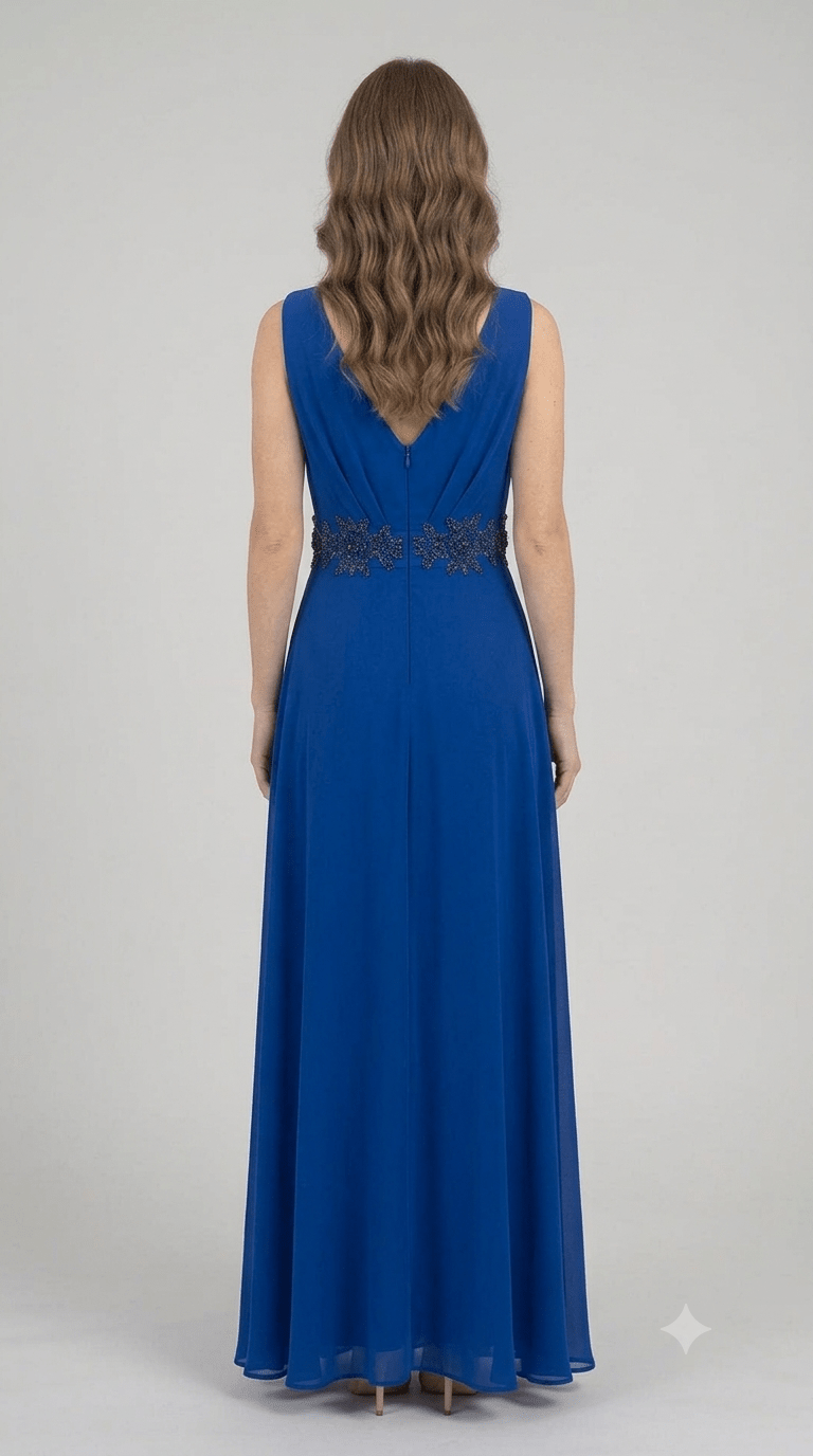 Abito lungo Autentica Musani blu royal + stola - Malerba Showroom