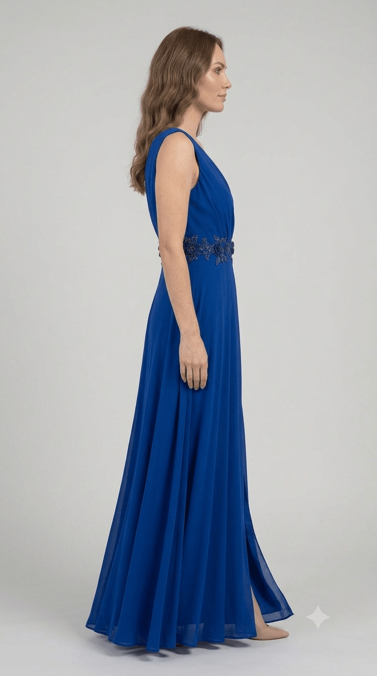 Abito lungo Autentica Musani blu royal + stola - Malerba Showroom