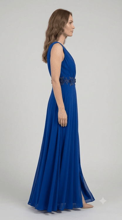 Abito lungo Autentica Musani blu royal + stola - Malerba Showroom