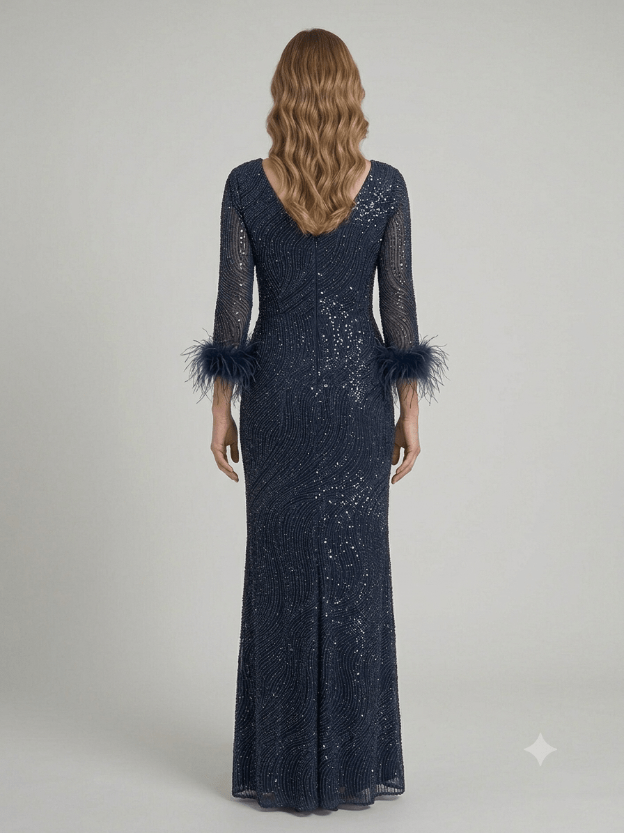 Abito Lungo Autentica Musani con paillettes + stola - Malerba Showroom