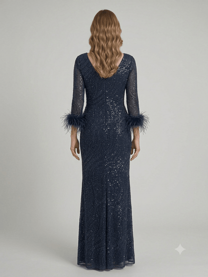 Abito Lungo Autentica Musani con paillettes + stola - Malerba Showroom