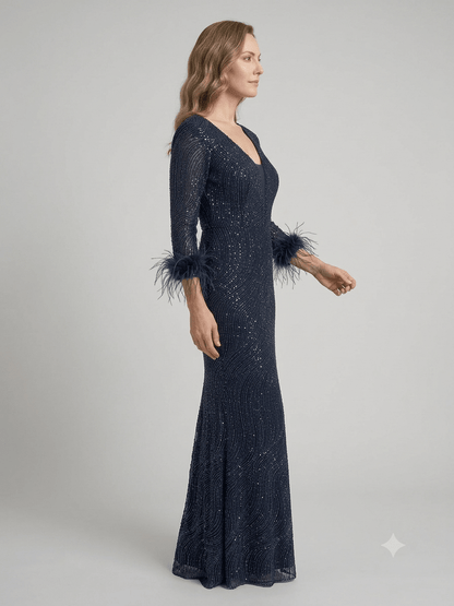 Abito Lungo Autentica Musani con paillettes + stola - Malerba Showroom