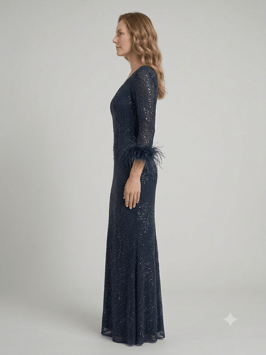 Abito Lungo Autentica Musani con paillettes + stola - Malerba Showroom