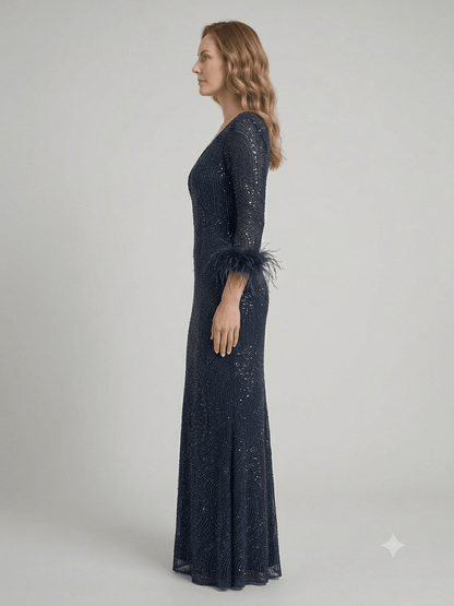 Abito Lungo Autentica Musani con paillettes + stola - Malerba Showroom