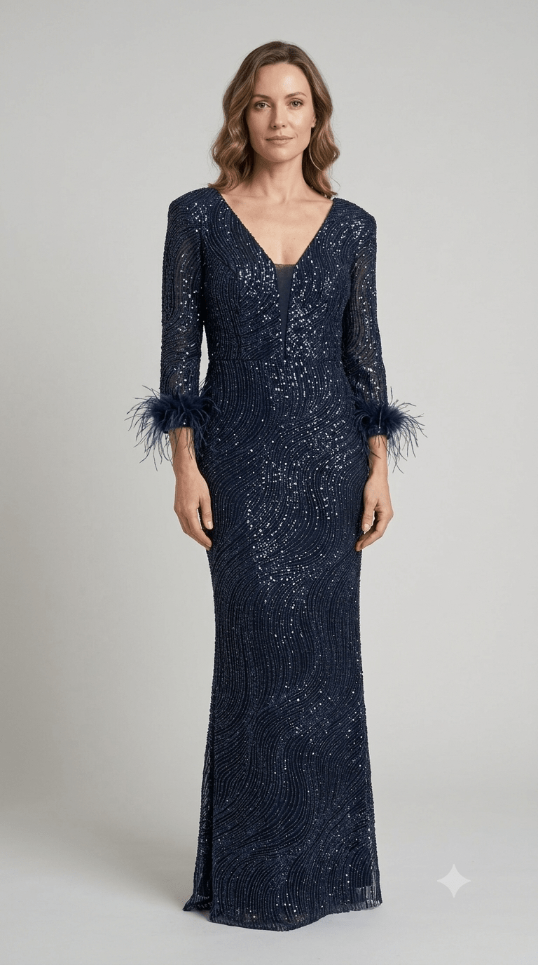 Abito Lungo Autentica Musani con paillettes + stola - Malerba Showroom