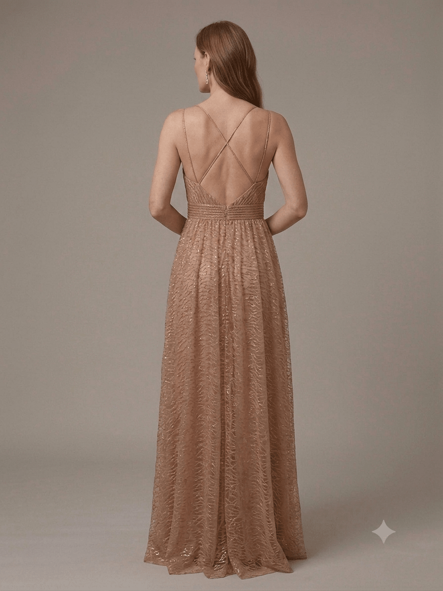 Abito lungo Sologioie color oro scuro - Malerba Showroom