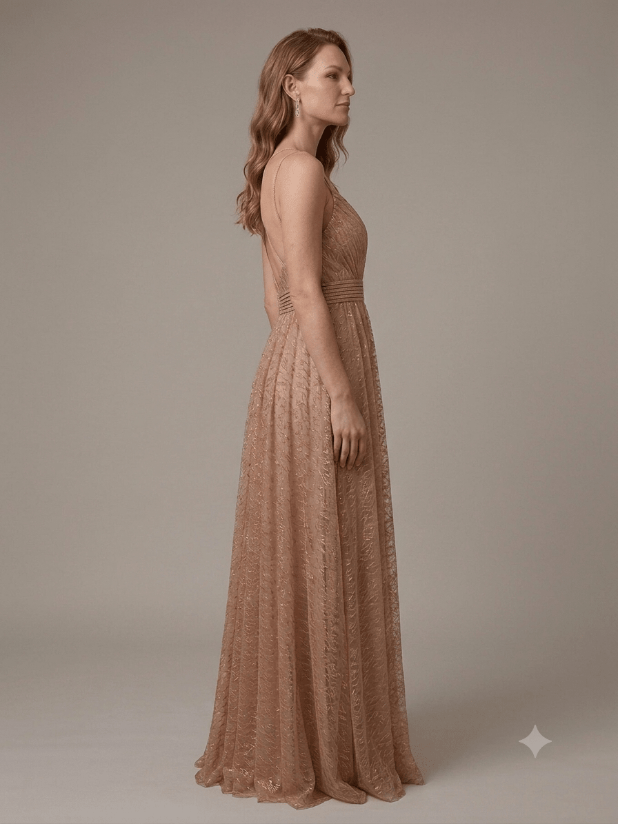 Abito lungo Sologioie color oro scuro - Malerba Showroom