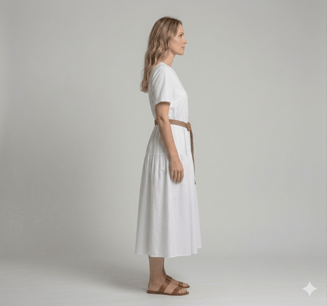 Abito Operà bianco con cintura - Malerba Showroom
