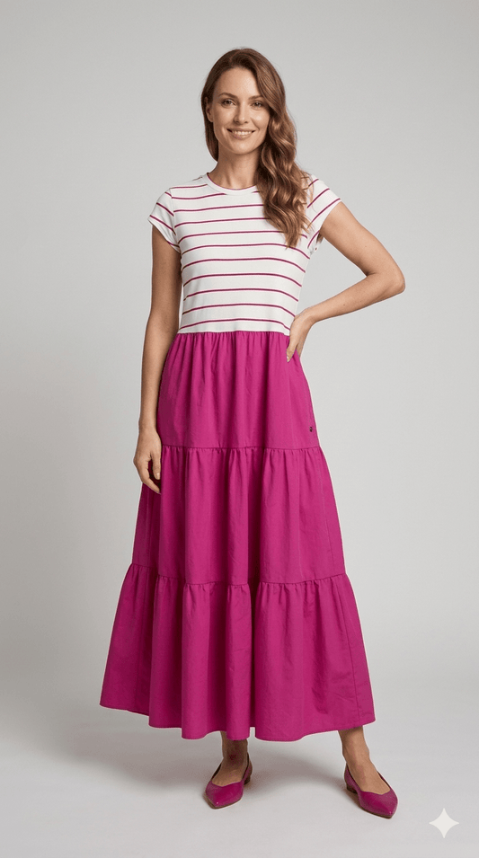 Abito Pennyblack a righe fucsia e nero - Malerba Showroom