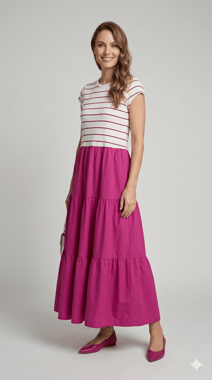 Abito Pennyblack a righe fucsia e nero - Malerba Showroom